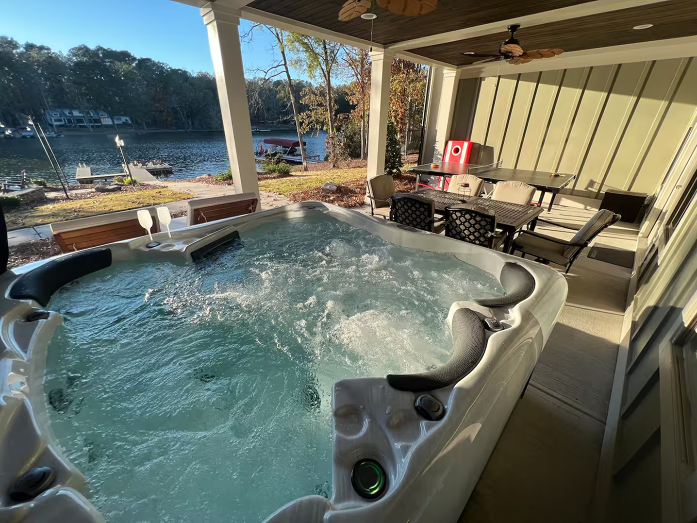 downstairs patio with jacuzzi